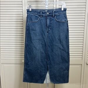 Faherty Stretch Terry DIY Skirt Raw Hem Denim Color Size 27